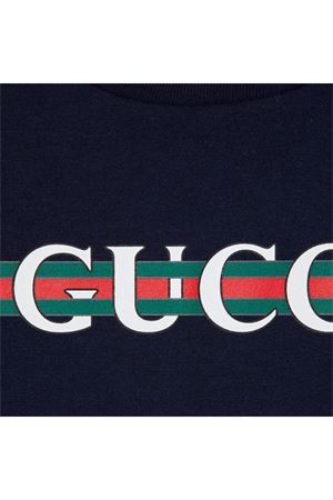 blue cotton tshirt GUCCI KIDS | 561651XJGPI4392